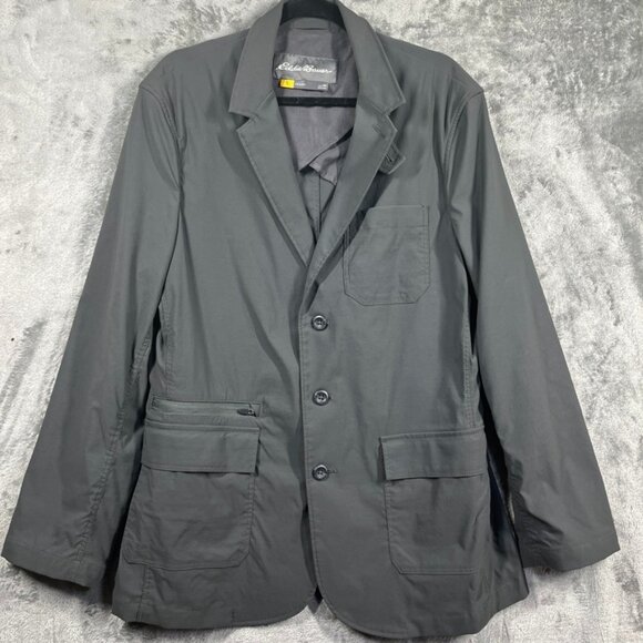 Eddie Bauer Travex Voyager Blazer Jacket Mens 40 Gray Nylon Stretch Travel - Picture 1 of 13